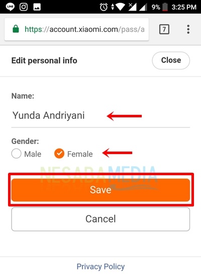 set your name and gender