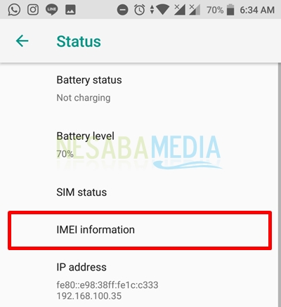 click IMEI information