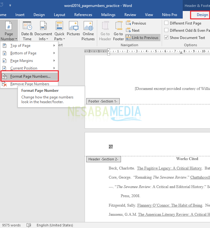 cara membuat halaman berbeda posisi di word 2010