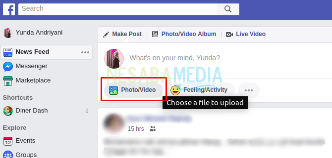 cara upload video di facebook lite