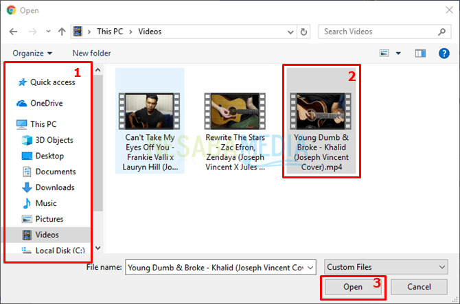 select your video in your pc