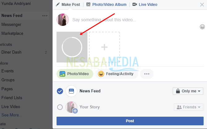 cara upload video di facebook lite