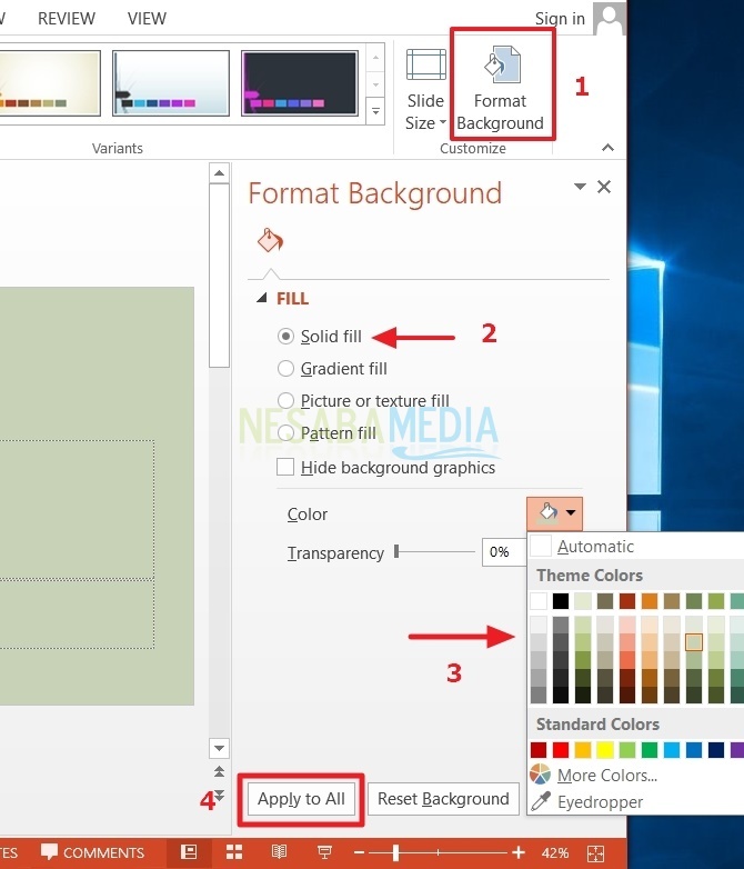 cara mengganti background powerpoint berbeda