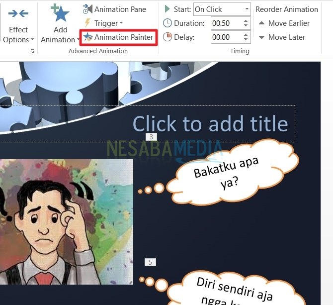 double click pada menu animation painter 