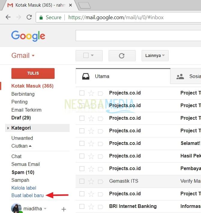 cara membuat folder di gmail