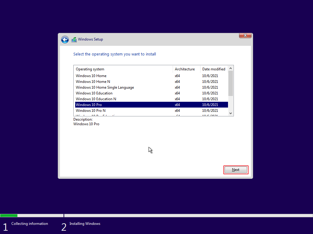 Pilih Versi Windows 10