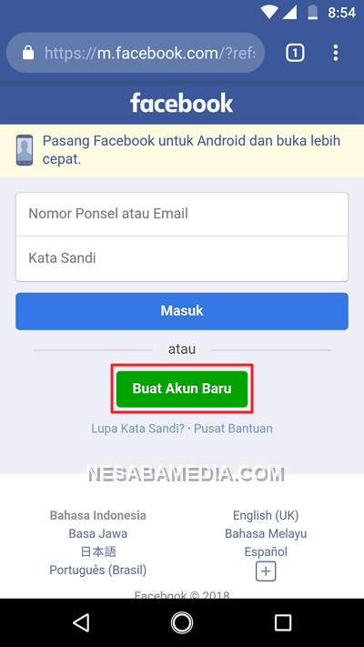 cara membuat facebook