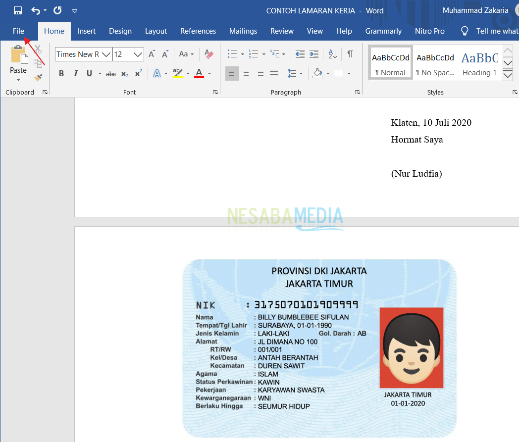 contoh lamaran kerja via email pdf