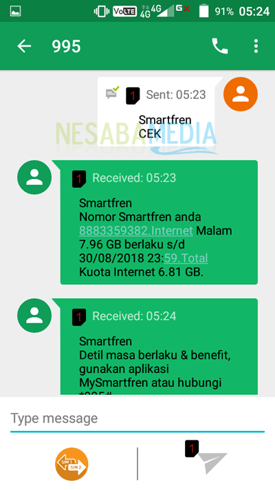 cara cek kuota smartfren gsm