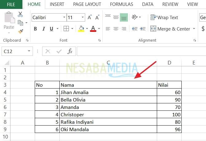 cara mengurutkan data di Excel