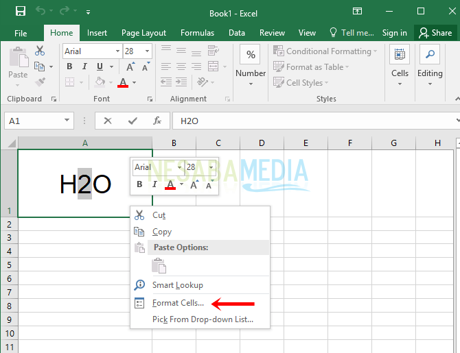 Cara Membuat Pangkat Atas dan Bawah di Excel