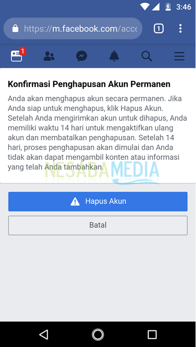 menghapus akun facebook 8