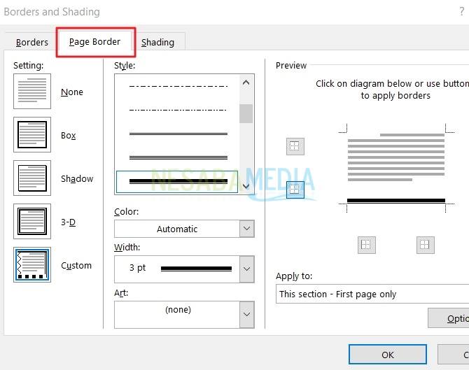 cara membuat garis di Word 2010