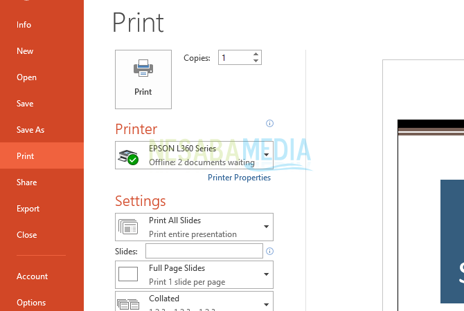 Cara Print PowerPoint 2 Slide Full Page