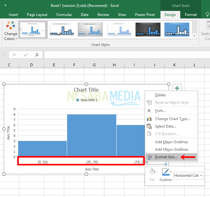 langkah 3 - pilih format axis