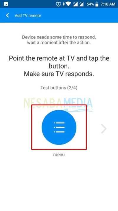 test menu button