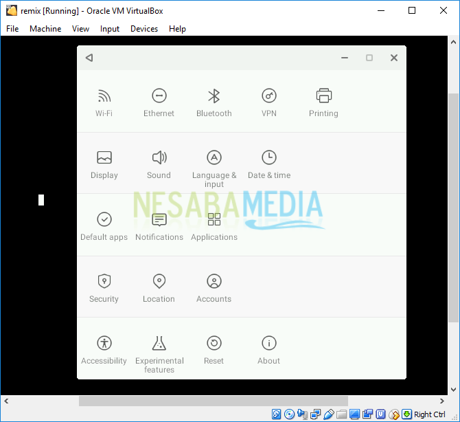 cara menginstall Remix OS di VirtualBox