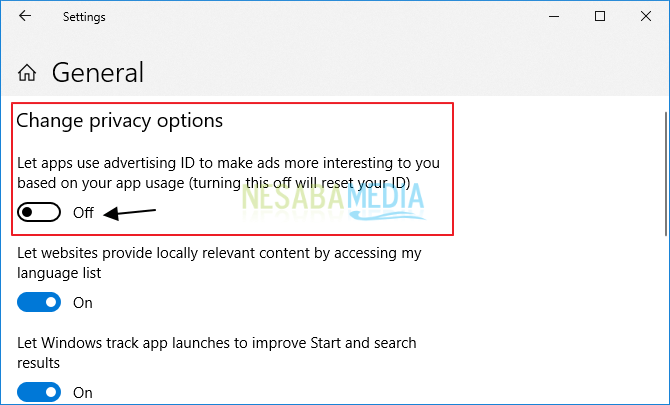 Let apps use advertising ID to make ads more interesing to you based on your app usage (turning this off will reset your ID)