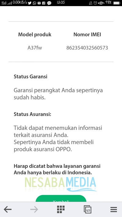 Cara Cek Garansi HP OPPO