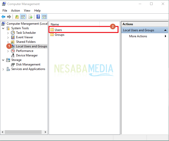 Pilih Local user and Groups, lalu Users