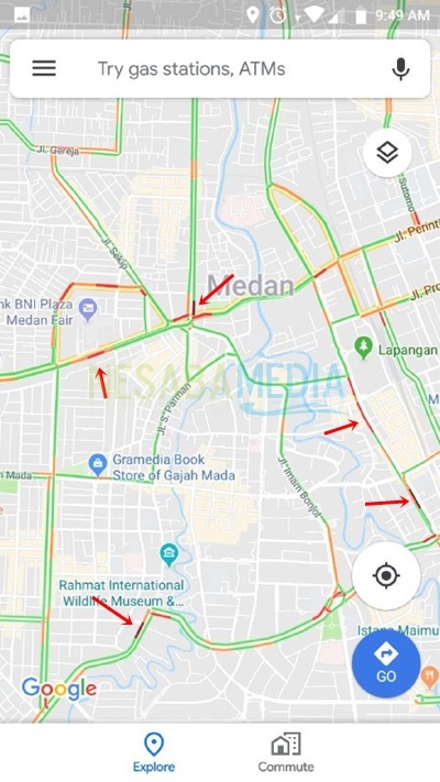 cara melihat jalan macet di Google Maps