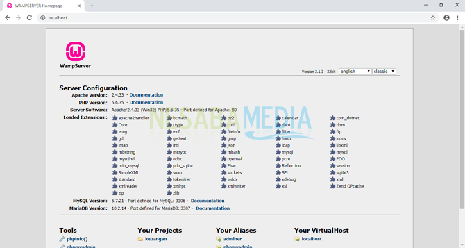 langkah 5 - test localhost