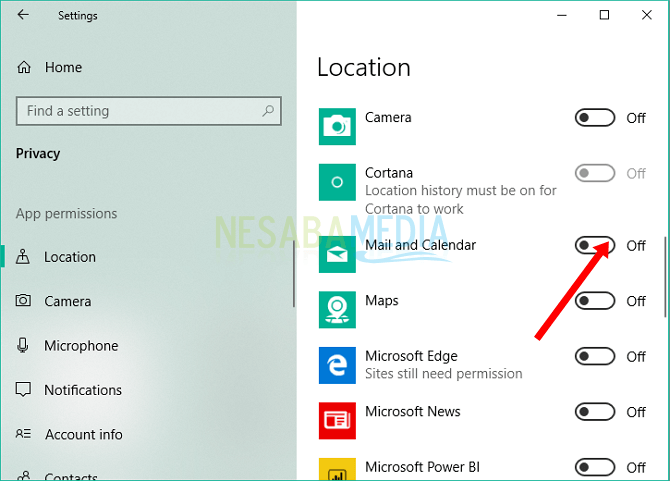 cara mengatur permission aplikasi di Windows 10