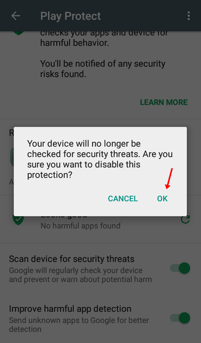 cara menonaktifkan Google Play Protect di Android