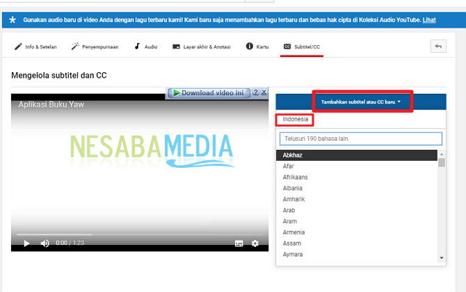 cara membuat subtitle video youtube