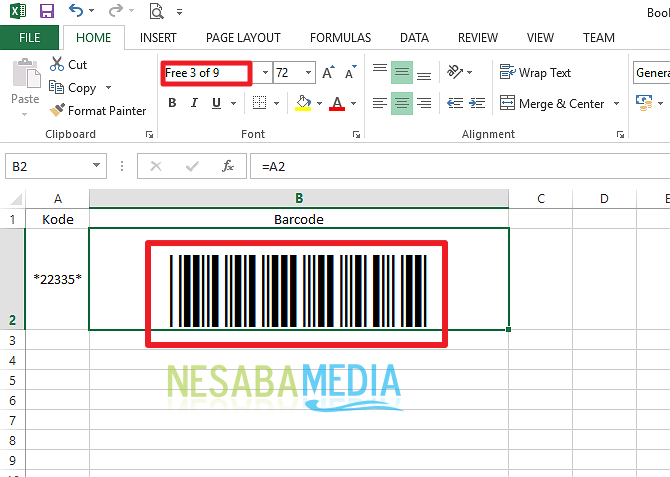 cara membuat barcode di Microsoft Excel 2019