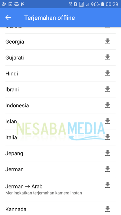 download bahasa yang dinginkan 