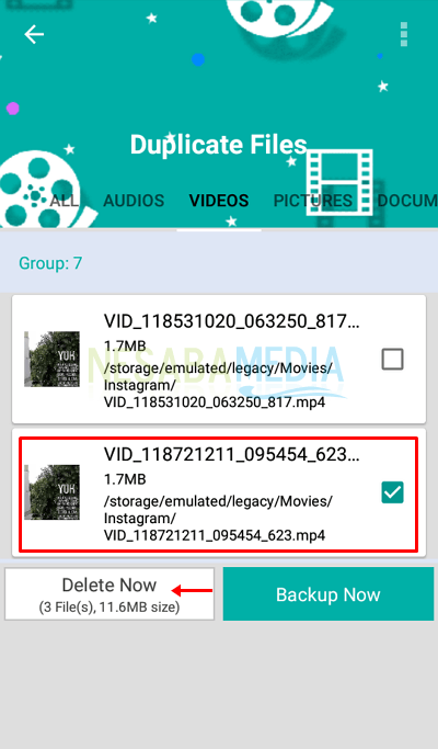 cara 5 - pilih file yang ingin dihapus lalu pilih Delete Now