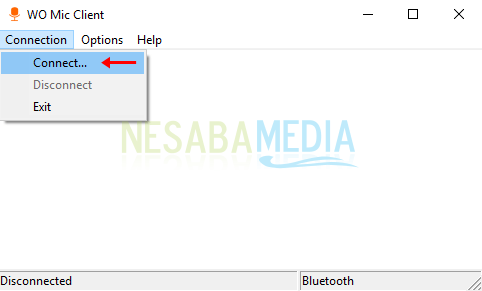 cara b 2 - pilih menu connection lalu pilih connect