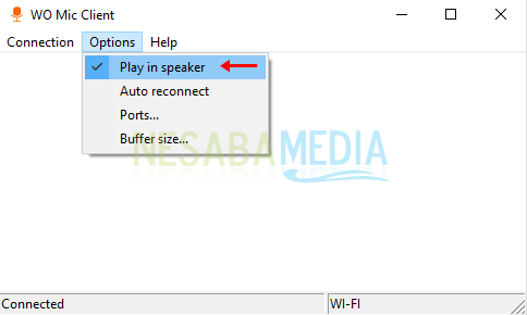 cara b 4 - pilih menu options lalu pilih play in speaker