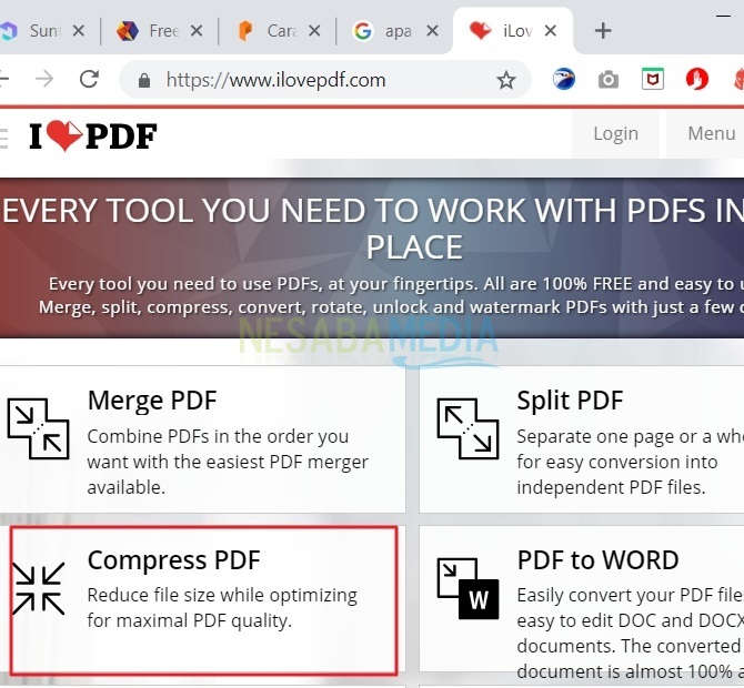 cara mengecilkan ukuran PDF dengan tool online