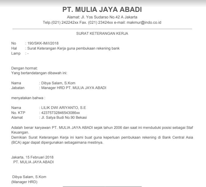 7+ Contoh Surat Keterangan Kerja yang Baik & Benar [+ File 