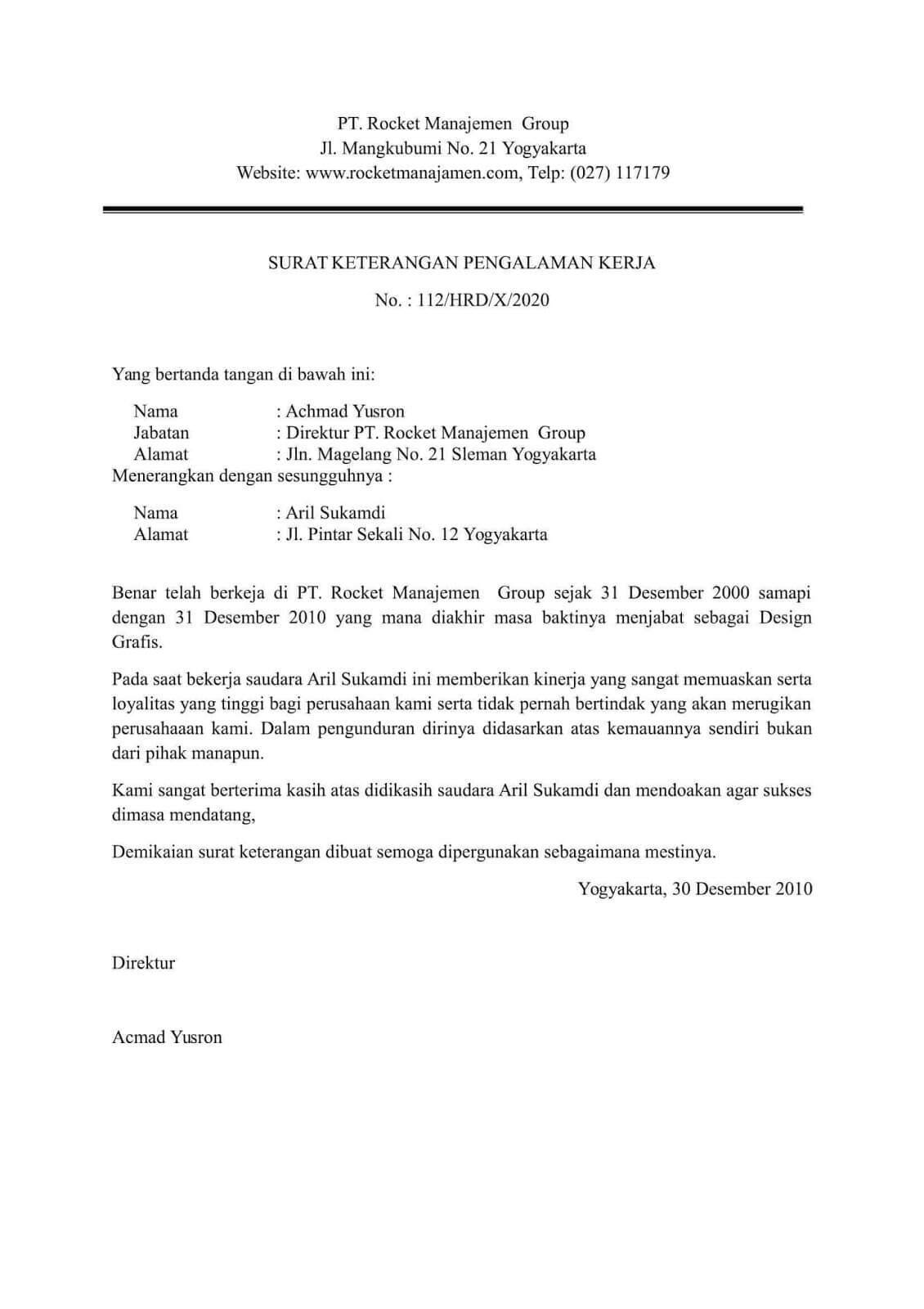 7+ Contoh Surat Keterangan Kerja yang Baik & Benar [+ File Doc]