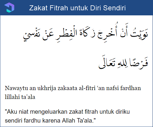 Doa Zakat Fitrah untuk Diri Sendiri