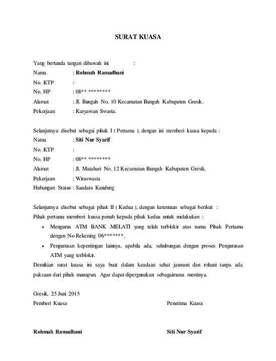 10 Contoh Surat Kuasa Untuk Berbagai Keperluan File Doc