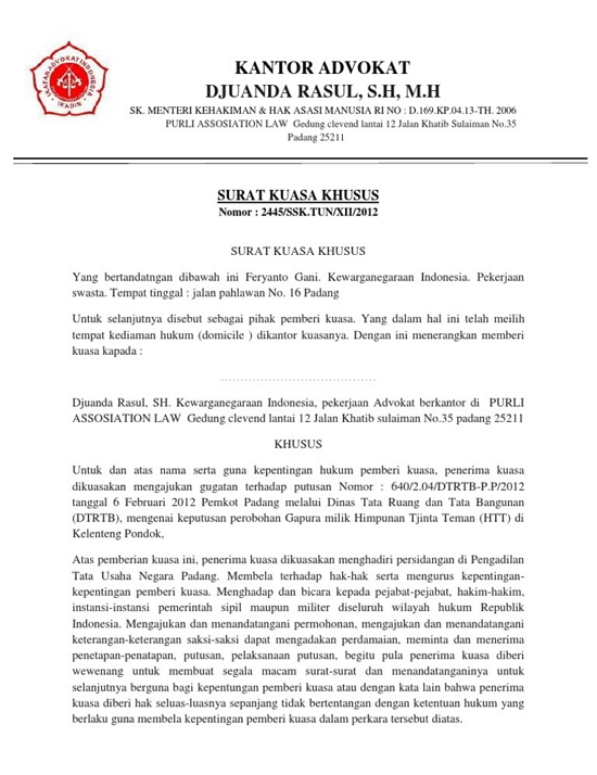 10 Contoh Surat Kuasa Untuk Berbagai Keperluan File Doc