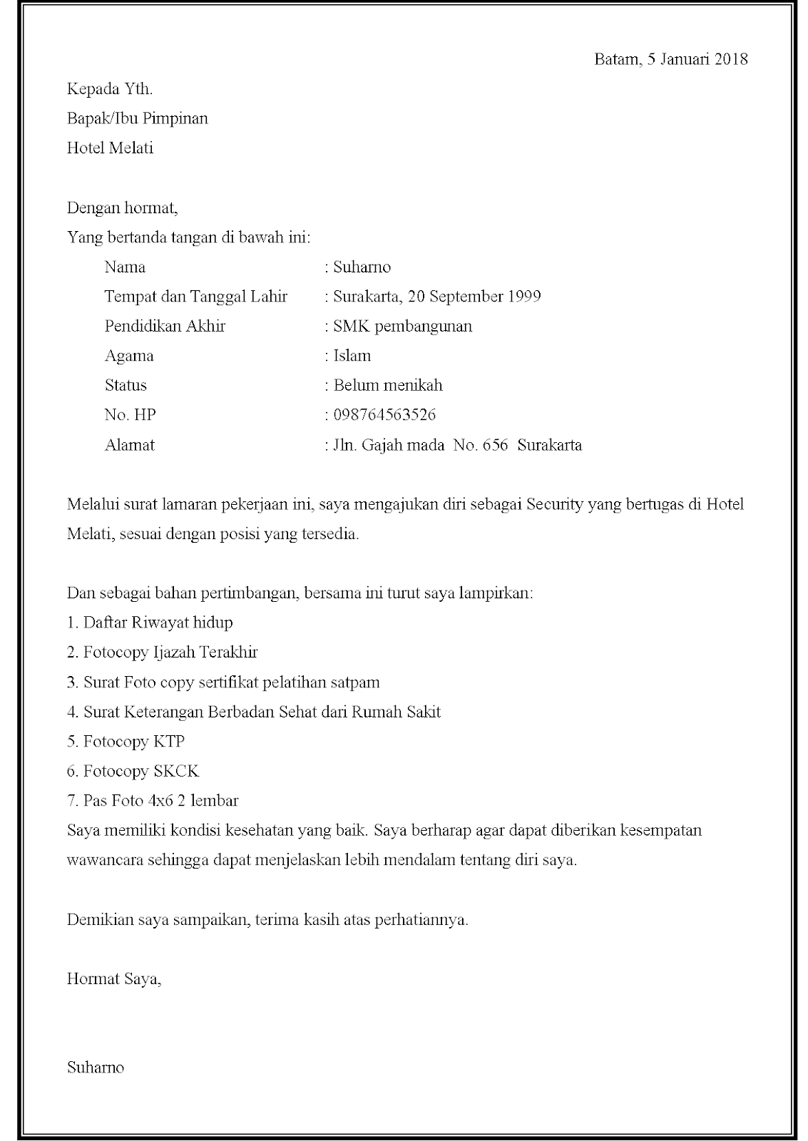 15+ Contoh Surat Lamaran Kerja yang Baik & Benar +File Doc