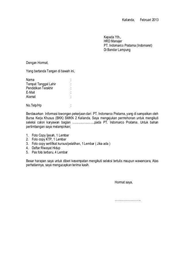 √ 15+ Contoh Surat Lamaran Kerja yang Baik & Benar [+File Doc]