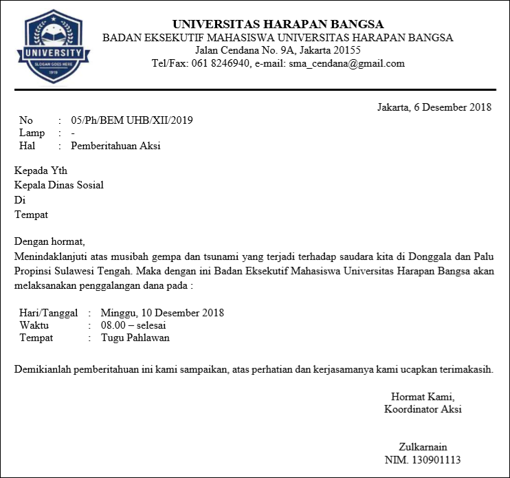 Contoh Surat Pemberitahuan Kegiatan Resmi Contoh Surat