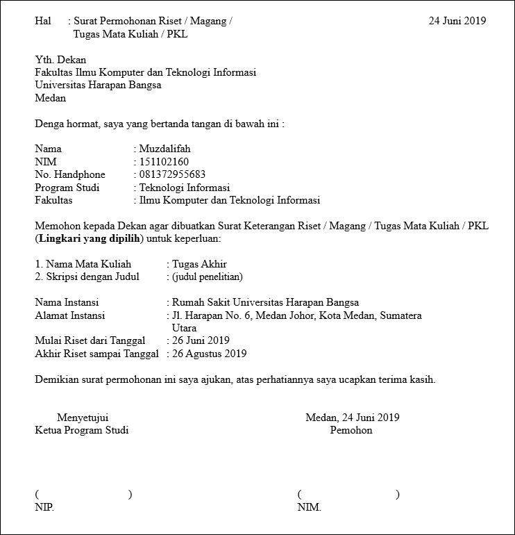 surat permohonan resmi