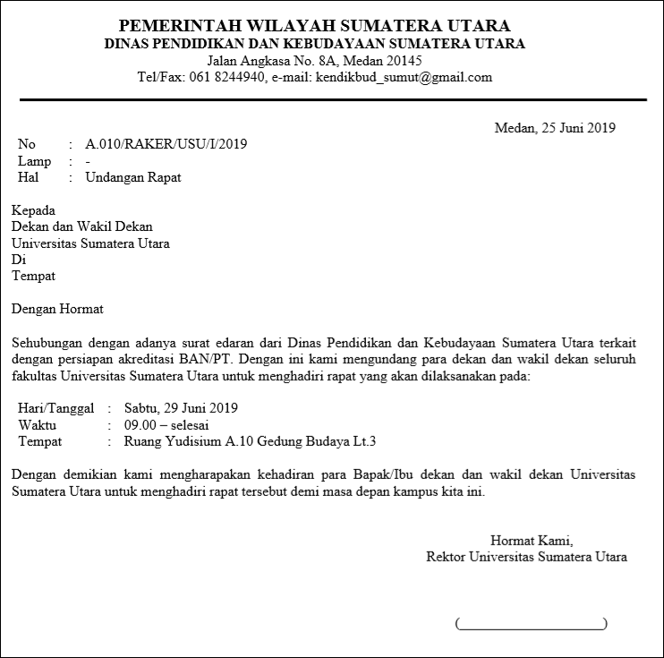 Contoh Surat Undangan Resmi