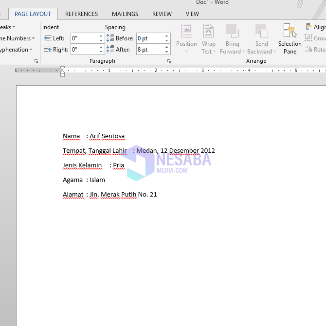 cara merapikan titik dua di Microsoft Word
