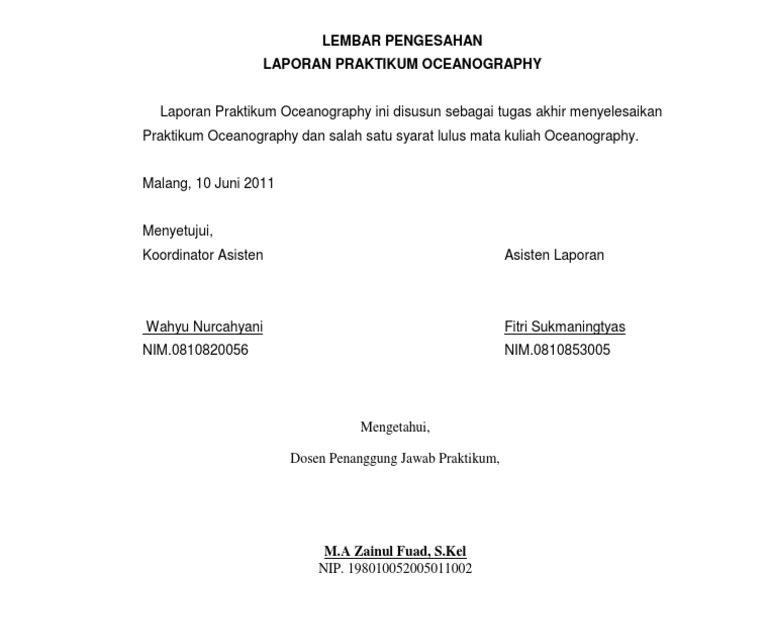 10 Contoh Lembar Pengesahan Proposal Laporan Dll File Doc