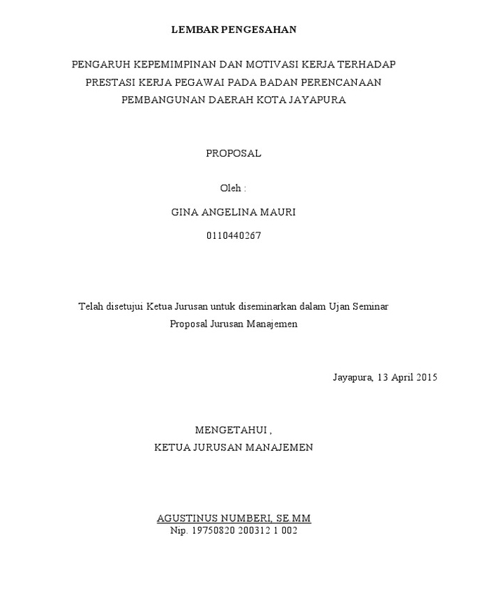 10+ Contoh Lembar Pengesahan Proposal, Laporan Dll [+File Doc]