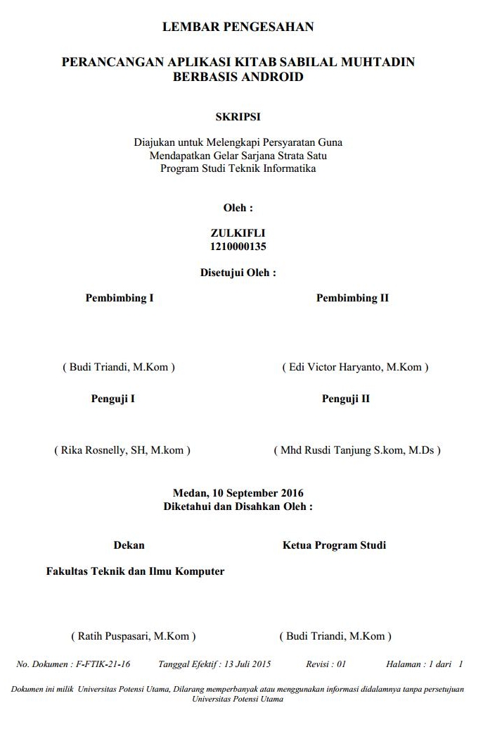 10 Contoh Lembar Pengesahan Proposal Laporan Dll File Doc