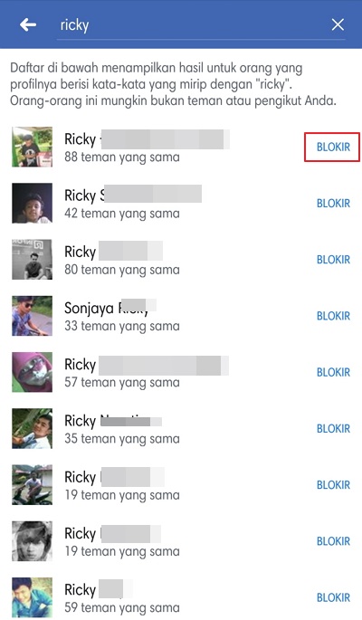 Cara Blokir FB Orang di HP Android